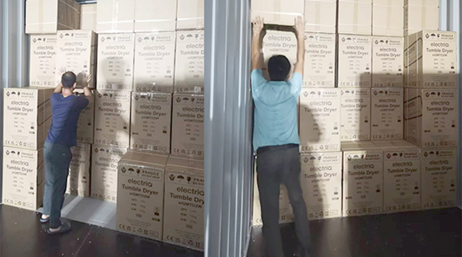 講效率！快速完成英國(guó)客戶Electriq衣物烘干機(jī)裝柜出貨任務(wù)